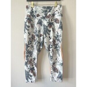 Zella Womens Large Floral Leggings Mesh Panel Colorblock High Rise Yoga Pants